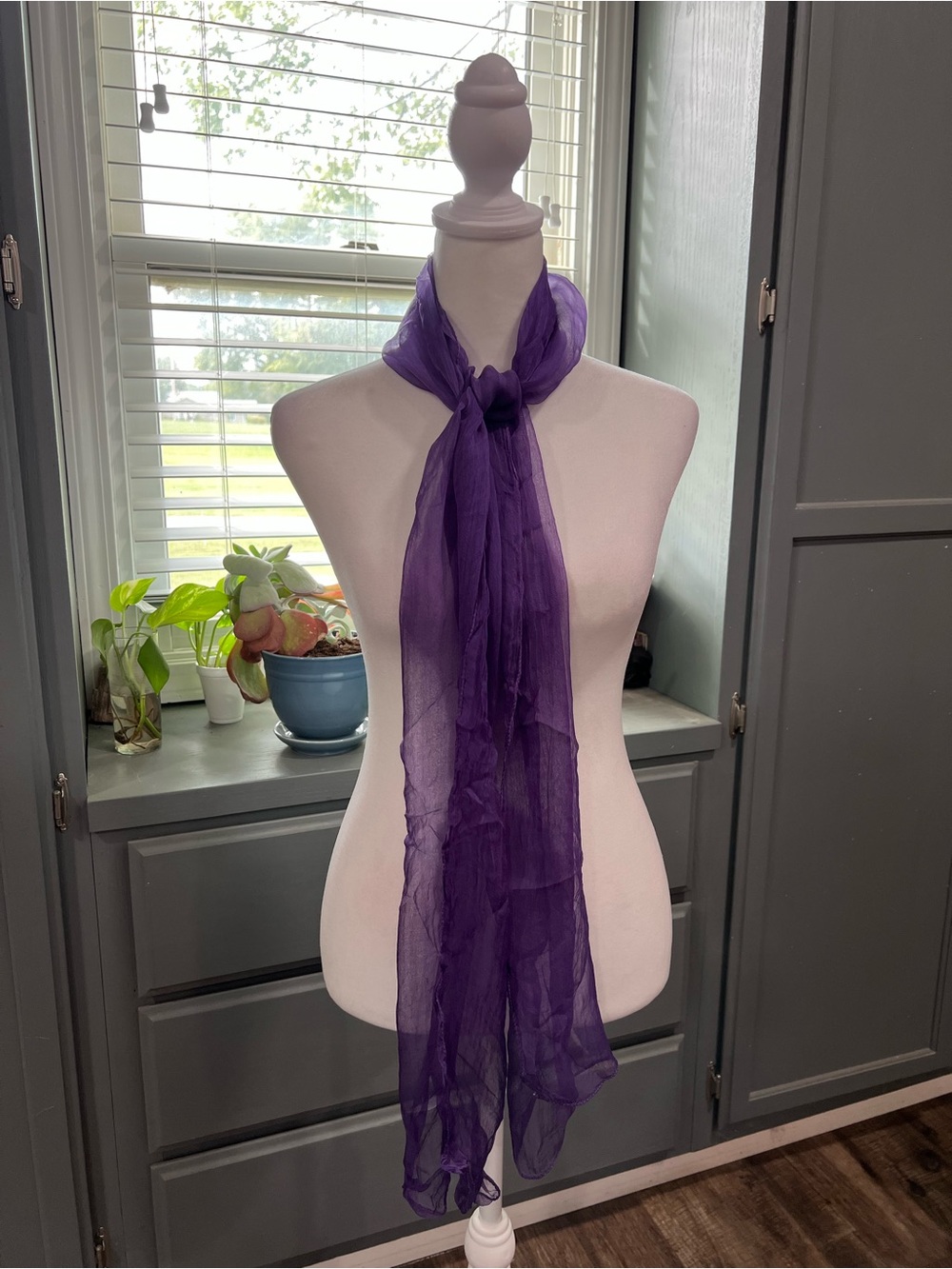 Vintage Elegant Purple Sheer Scarf - Lightweight Women’s Accessory
